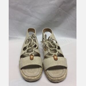 Michael Kors Women's Mckenna Lace-up Sandal 40S7MNFA2D Natural 5, 8.5 NIB